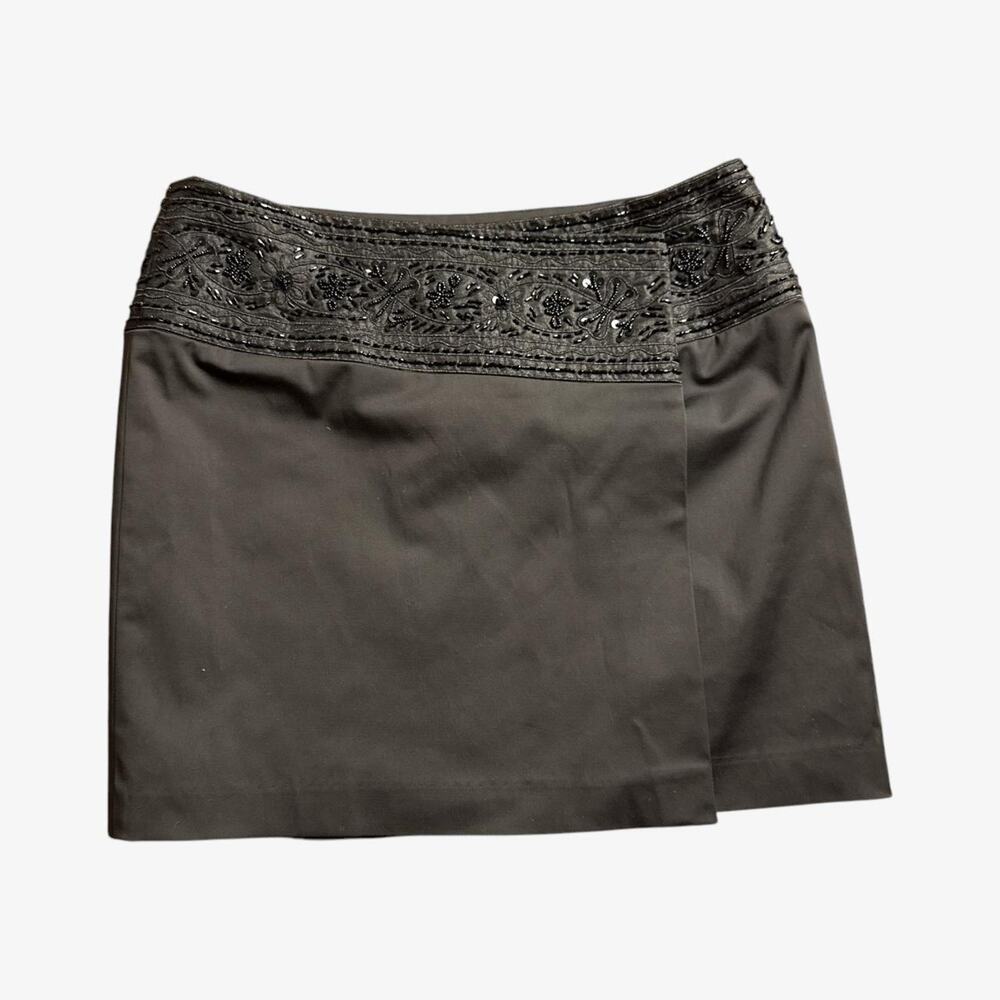 Black embroidered wrap mini skirt - size 5/6 from Express BRAND NEW with tags